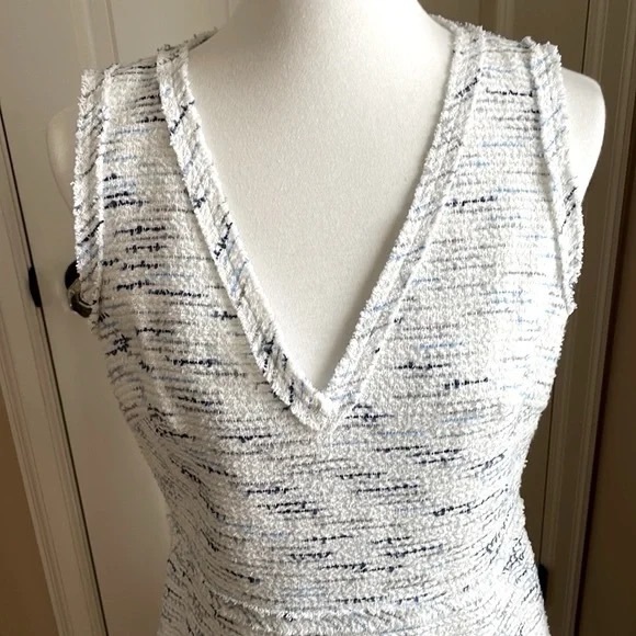 NWOT Kate Spade Plunge Neckline Bouclé Mini Dress multi-tweed sheath XXS - Picture 4 of 15